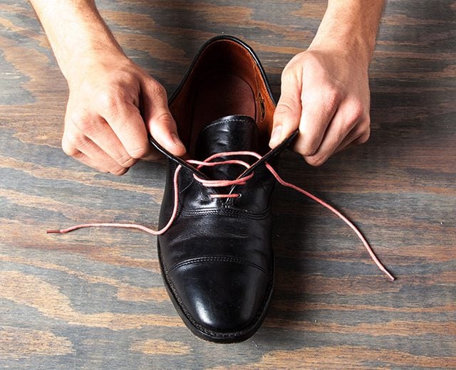 How Shine Your Shoes: Step 1. Remove laces.