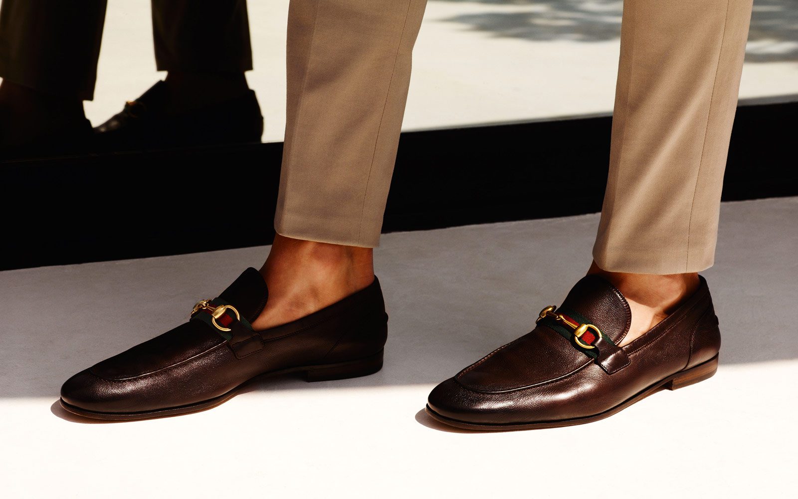 gucci loafers with suit