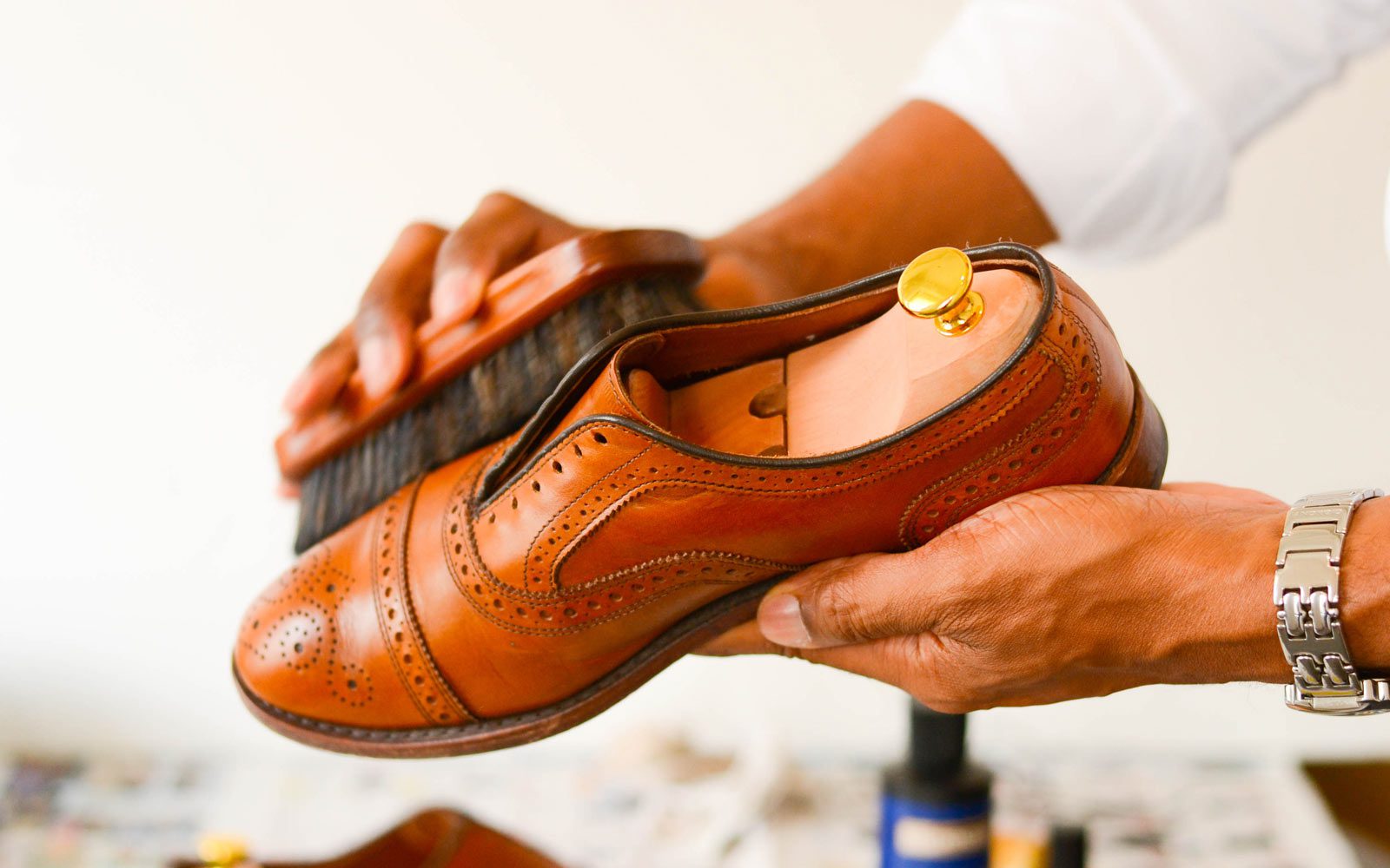 mens leather shoe care