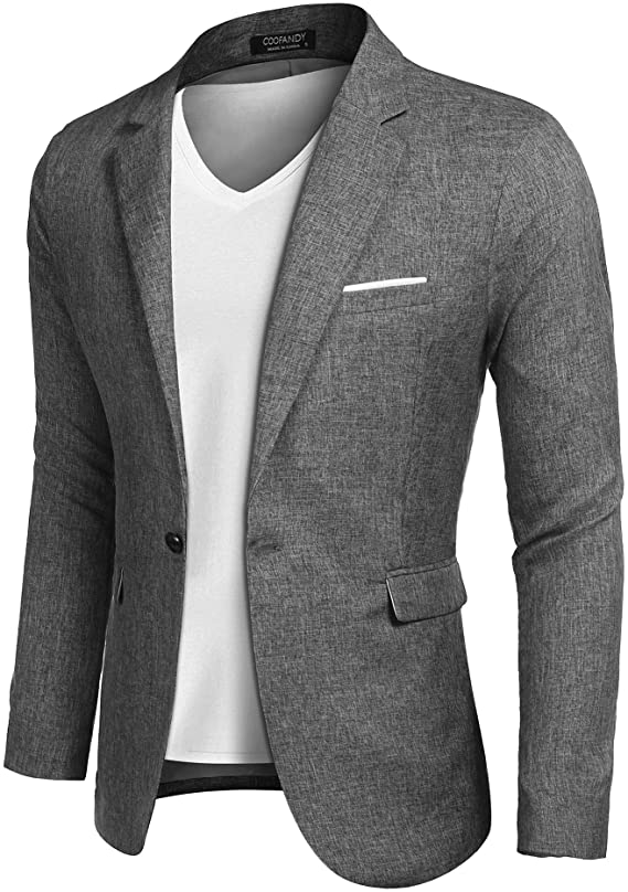 Mens Formal Suit Blazer Jacket Coat Dress Business Work One Button Casual  Tops