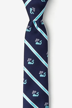 Whales Aqua Skinny Tie