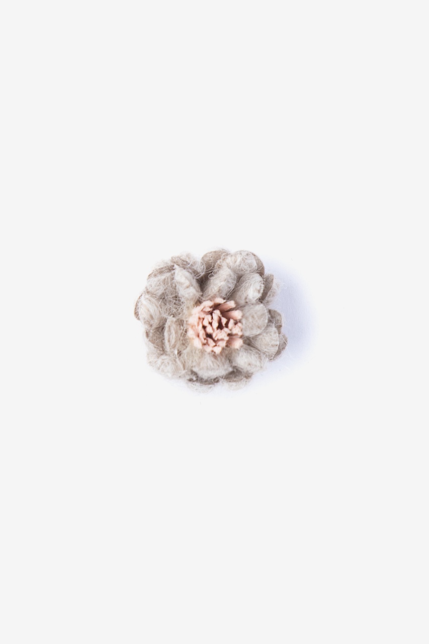 Beige Acrylic Rustic Yarn Flower Lapel Pin | Ties.com