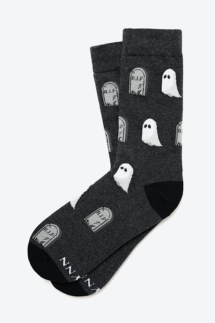 Black Carded Cotton Boo His & Hers Socks | Ties.com