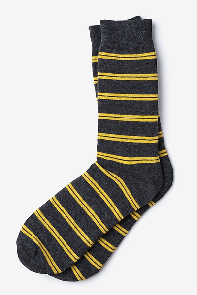 Black Carded Cotton Culver Stripe Sock | Ties.com