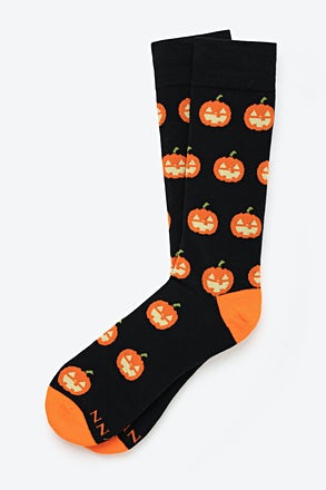 _Happy Halloween Jack O Lanterns Black Sock_