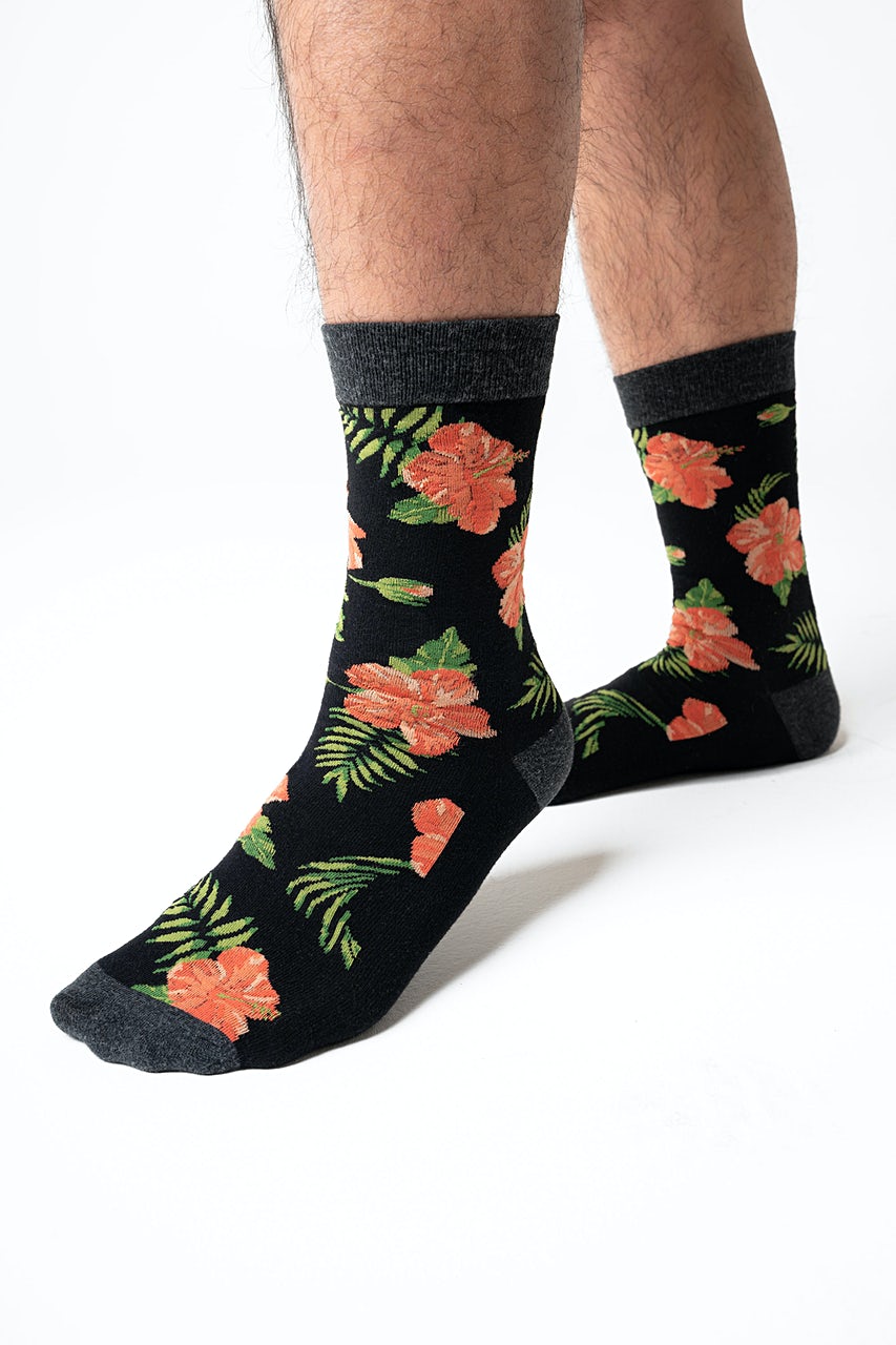 Floral Sock in Black