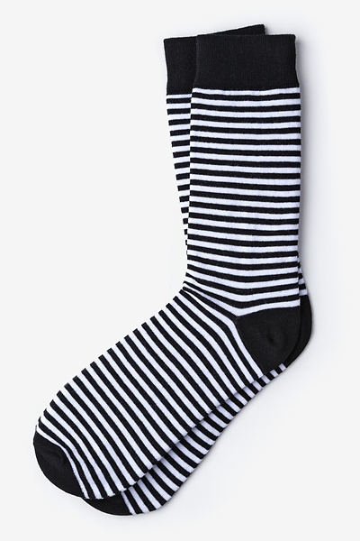 Black Carded Cotton Seal Beach Stripe Sock | Ties.com