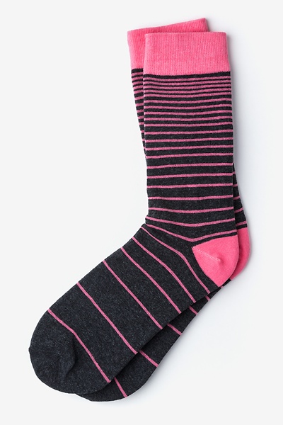 Black Carded Cotton Villa Park Stripe Sock | Ties.com