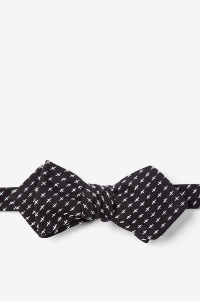 Black Cotton Criss Cross Diamond Tip Self Tie Bow Tie | Ties.com