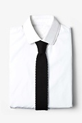 Contrasting Tip Black Knit Skinny Tie Photo (3)