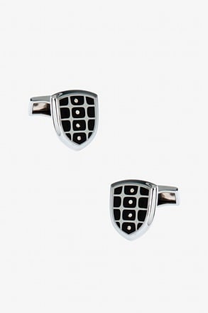 Gemstone Grid Shield Black Cufflinks