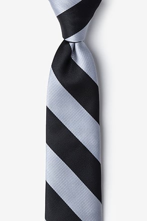 Black & Silver Stripe Tie For Boys