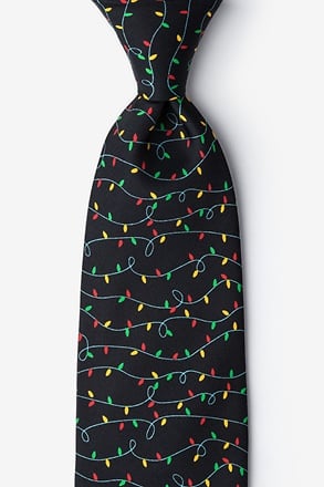 Christmas Lights Black Extra Long Tie