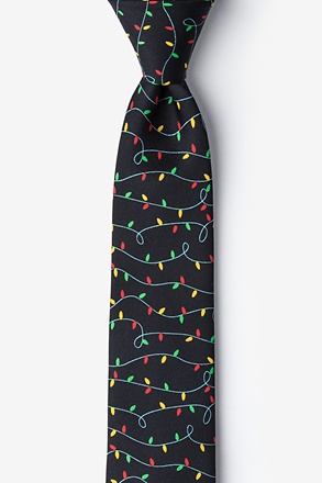 _Christmas Lights Black Skinny Tie_