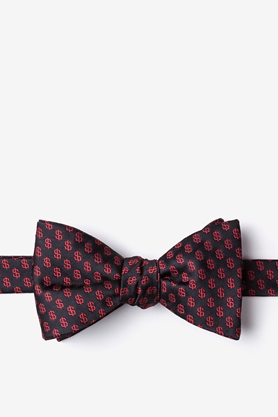 Black Microfiber Dollar Signs Self-Tie Bow Tie | Ties.com