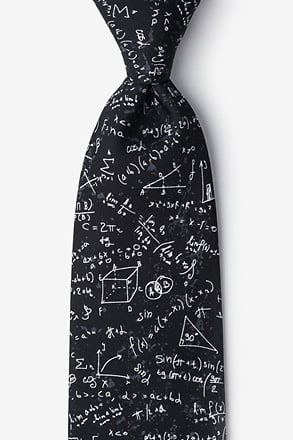 Math Equations Black Extra Long Tie