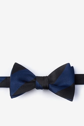 _Navy & Black Stripe Self-Tie Bow Tie_