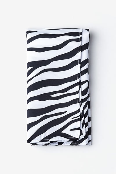 Black Microfiber Zebra Animal Print Pocket Square | Ties.com