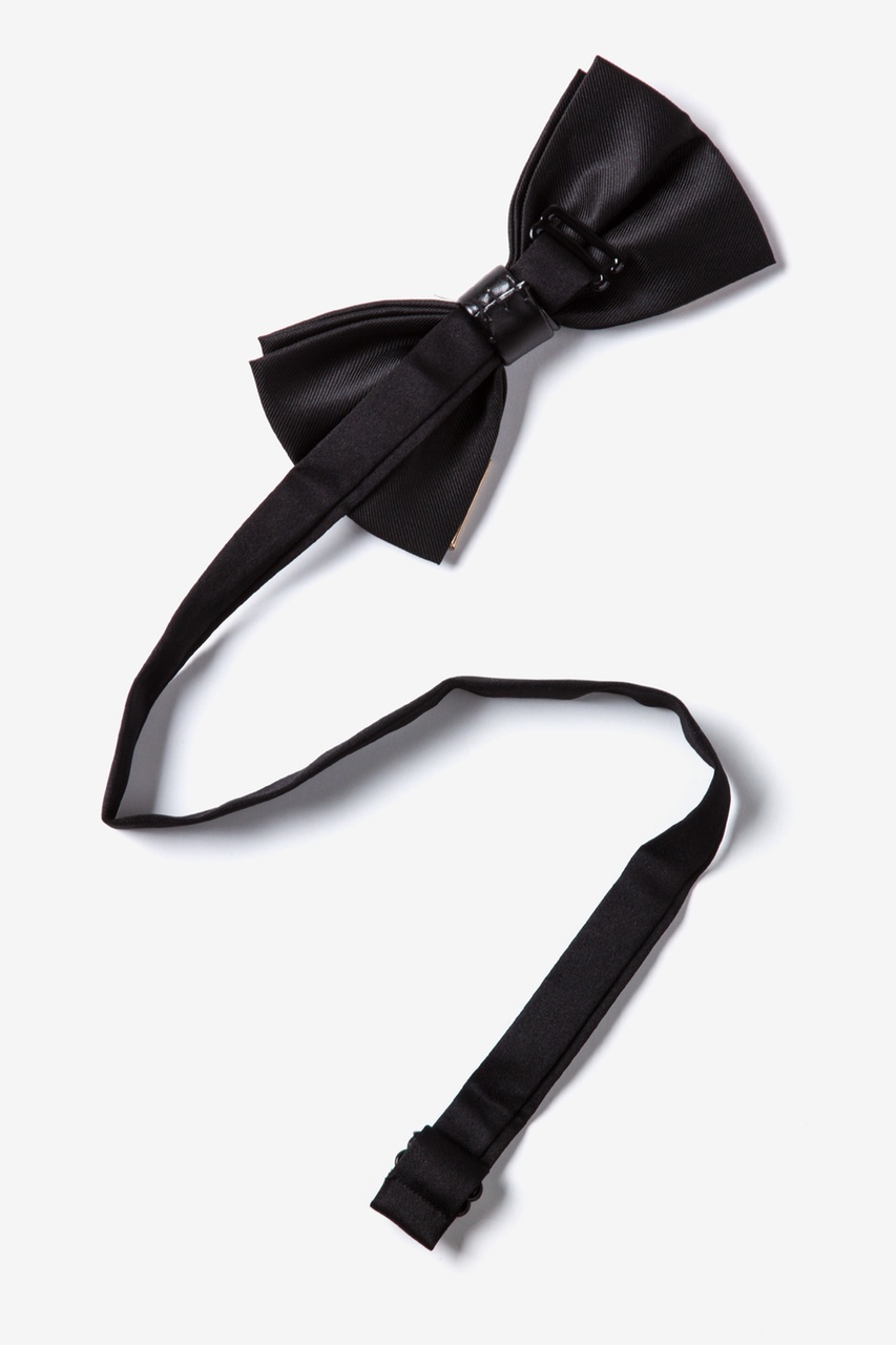 Black Polyester Metal-Tipped Black Pre-Tied Bow Tie | Ties.com