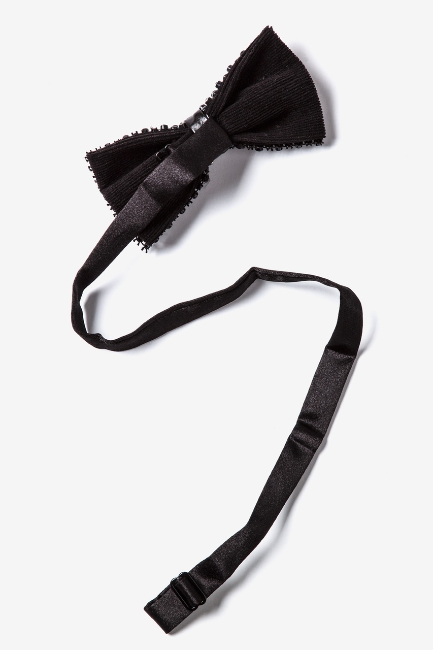 Black Polyester Rhinestone Covered Black Pre-Tied Bow Tie | Ties.com
