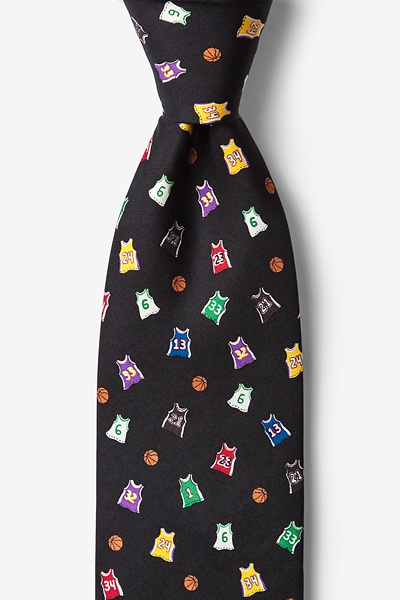 Basketball Jerseys Black Silk Tie | Sports Athlete Neckties | Ties.com