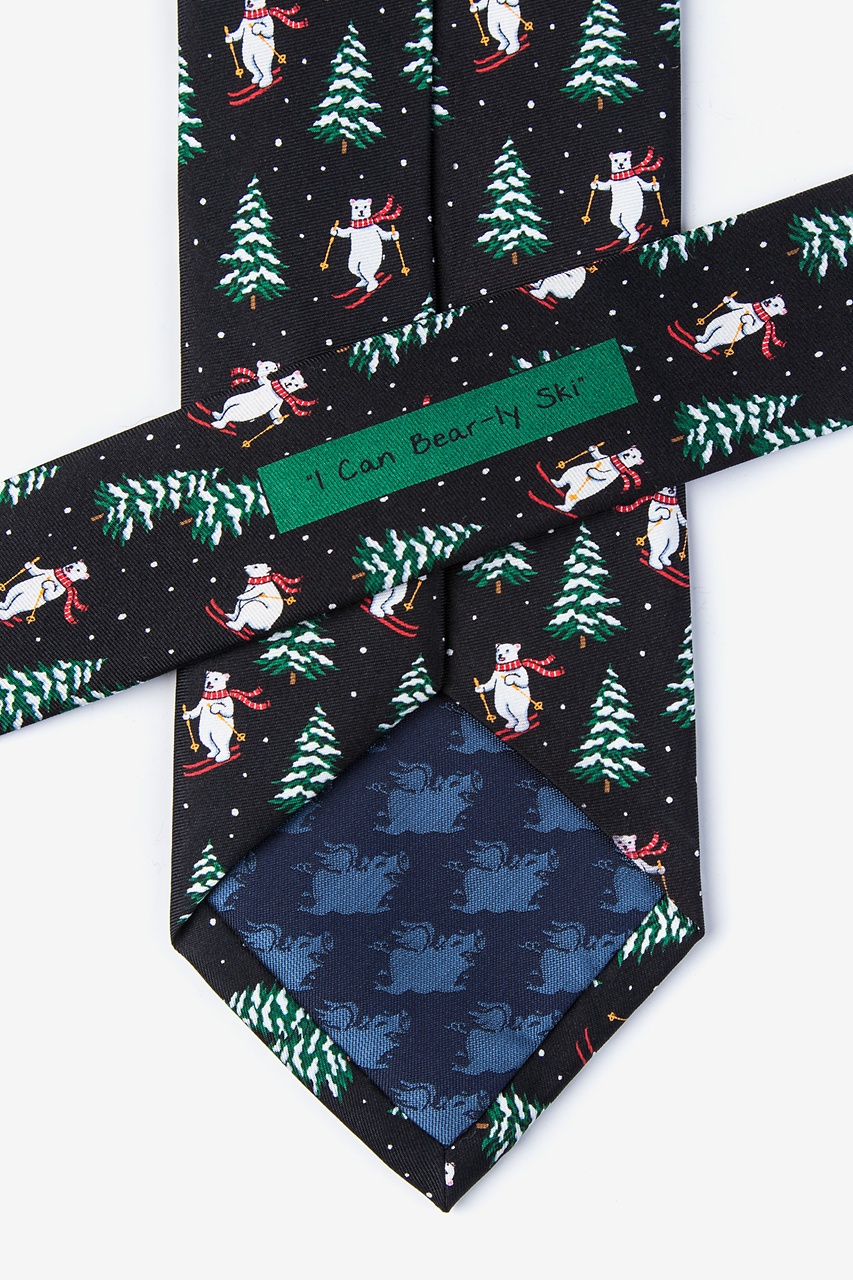 Black I Can Bear-ly Ski Tie | Holiday Bear Tie | Ties.com