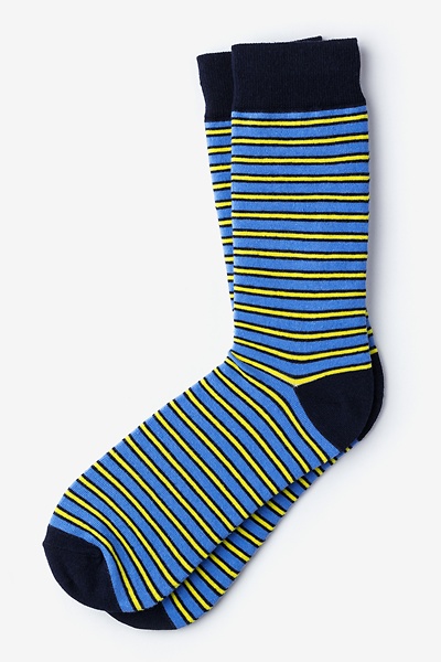 Blue Carded Cotton Beverly Hills Stripe Sock | Ties.com