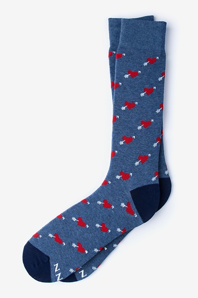 Blue Arrow Heart Sock Dress Socks | Ties.com