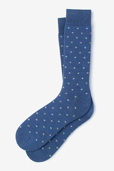 Blue Carded Cotton Roosevelt Sock | Ties.com