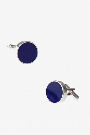 Solid Round Thick Blue Cufflinks