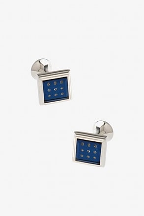 Three Across Gem Blue Cufflinks