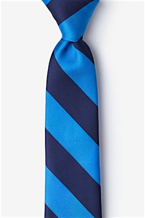 _Blue & Navy Stripe Clip-On Clip-on Tie For Boys_