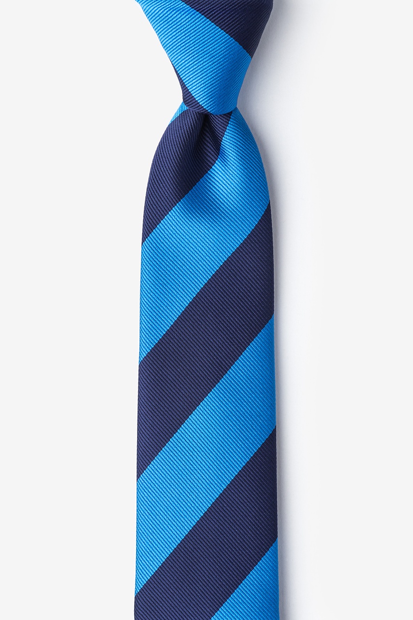 Blue Microfiber Blue & Navy Stripe Skinny Tie | Ties.com