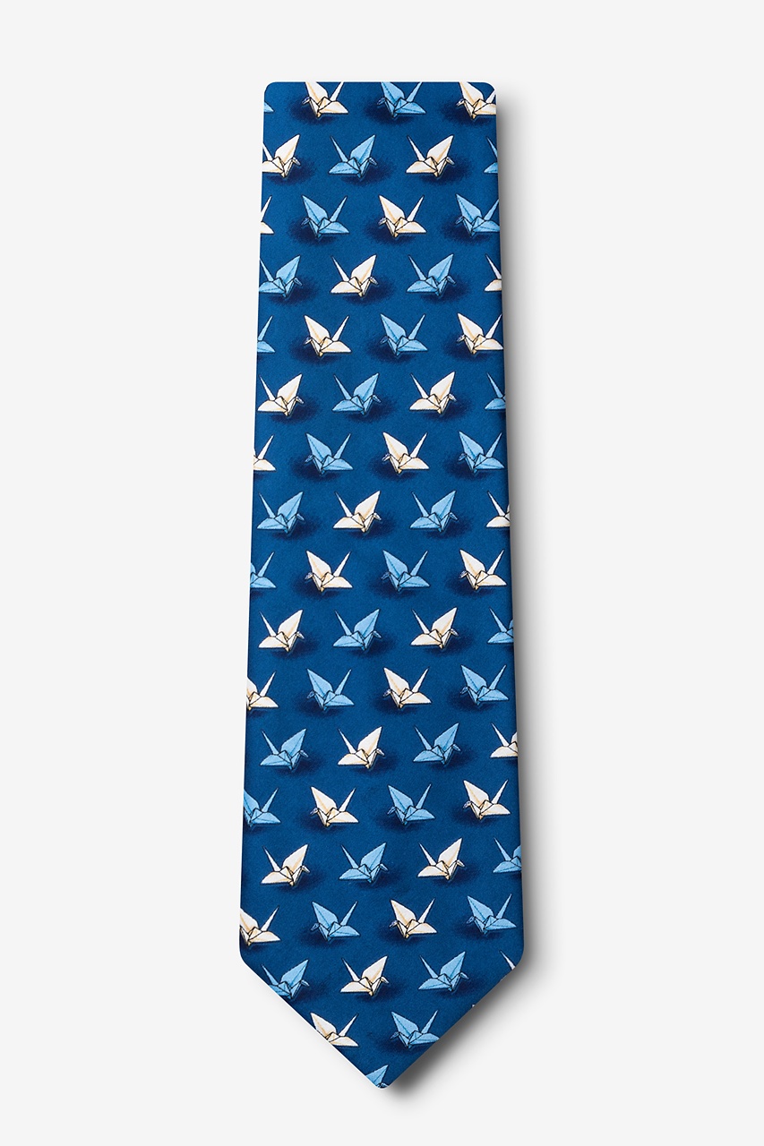 Blue Microfiber Origami Crane Tie | Ties.com