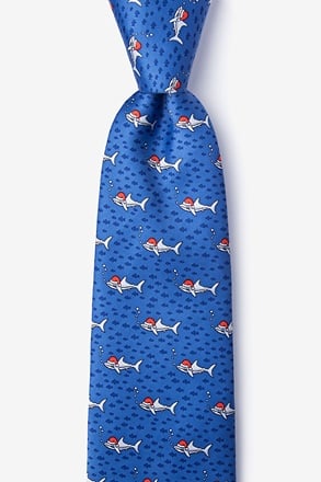 Santa Sharks Blue Tie