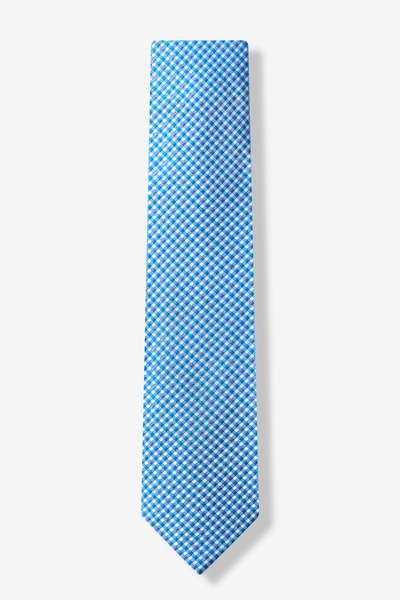 Blue Silk Checked Plaid Skinny Tie | Ties.com