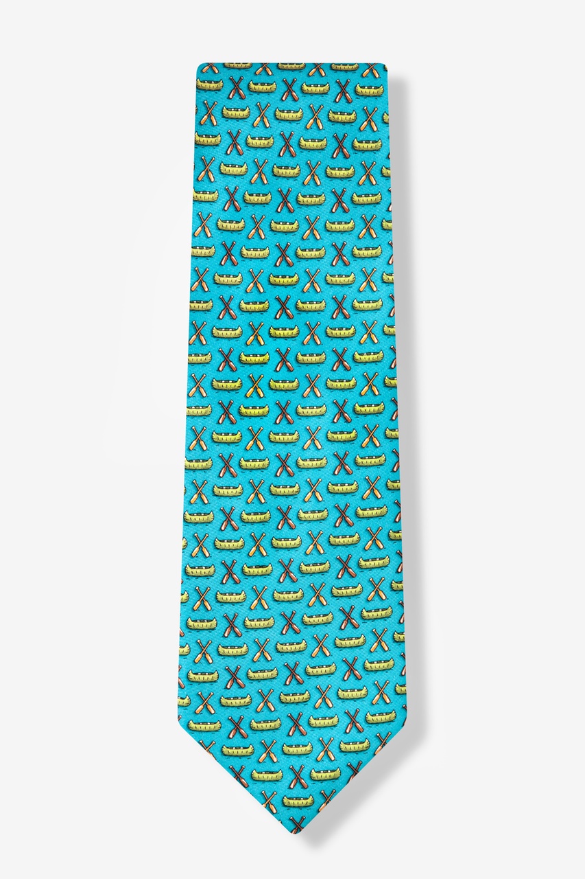 Canoe & Paddle Blue Silk Tie | Camping Outdoorsman Neckties | Ties.com