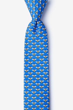 Micro Bees Blue Skinny Tie