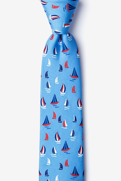 Smooth Sailing Skinny Blue Silk Tie | Sailboat Skinny Tie | Ties.com