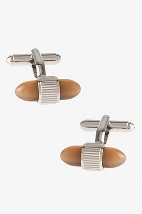 _Enclosed Bean Brown Cufflinks_