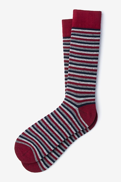 Burgundy Carded Cotton Alexander Sock | Ties.com