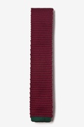 Contrasting Tip Burgundy Knit Skinny Tie Photo (0)