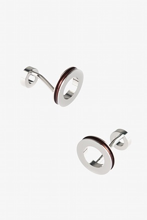 _Round Ring Burgundy Cufflinks_