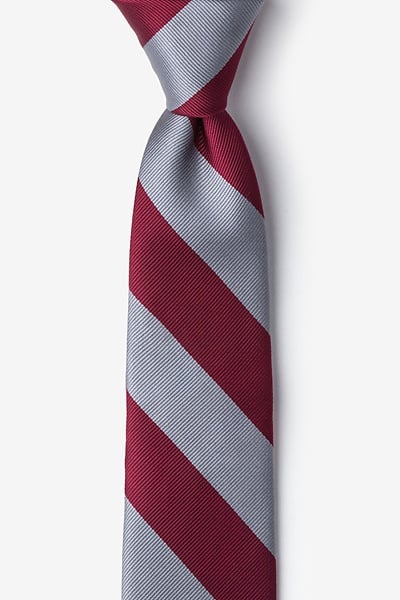 Burgundy & Gray Striped Tie For Boys | Casual/Formal Necktie | Ties.com