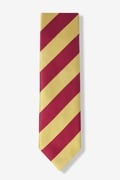 Burgundy and Gold Stripe Extra Long Tie Photo (0)