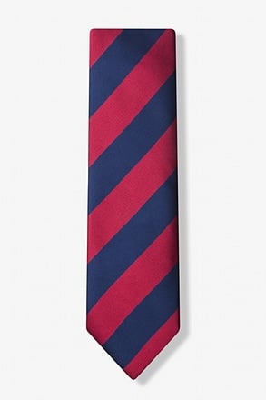 Burgundy and Navy Stripe Extra Long Tie