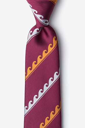 _Ocean Waves Burgundy Tie_