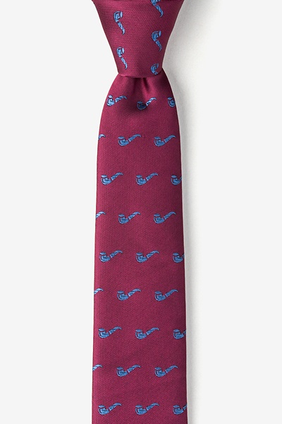 Burgundy Microfiber Tobacco Pipes Skinny Tie | Ties.com