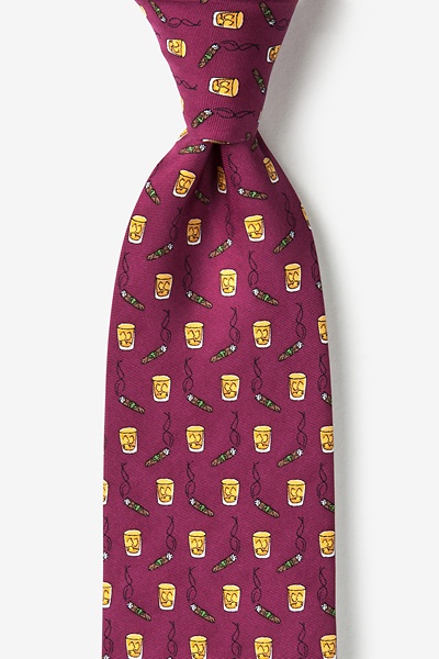 Whiskey & Cigar Burgundy XL Tie | Food & Drink Neckties | Ties.com