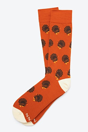 Gobble Gobble Turkey Burnt Orange Sock